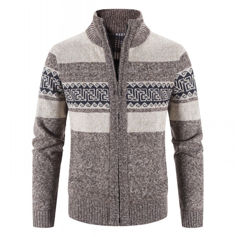 Herren Strickjacke mit hohem Kragen und attraktiven Mustern Drune