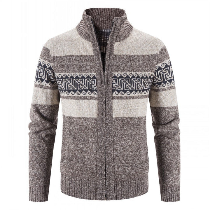 Herren Strickjacke mit hohem Kragen und attraktiven Mustern Drune