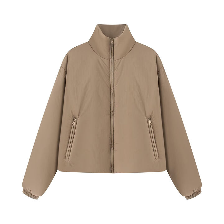 Damen Kurz geschnittener gesteppter Pufferblouson mit hohem Stehkragen Drune