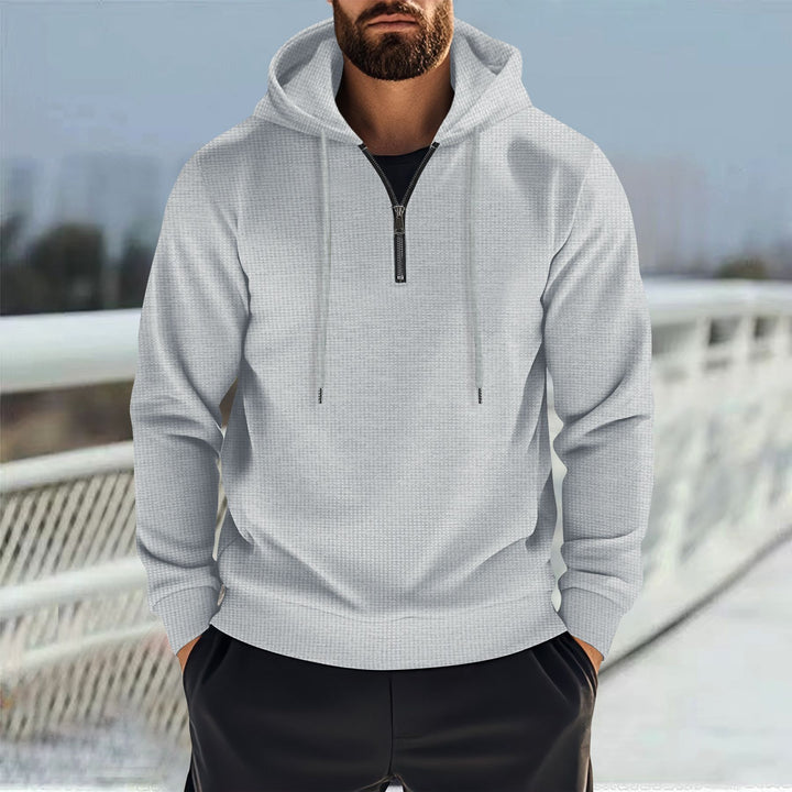 Herren Sportlicher Kapuzenpullover mit kurzem Reißverschluss und atmungsaktiven Einsätzen Drune