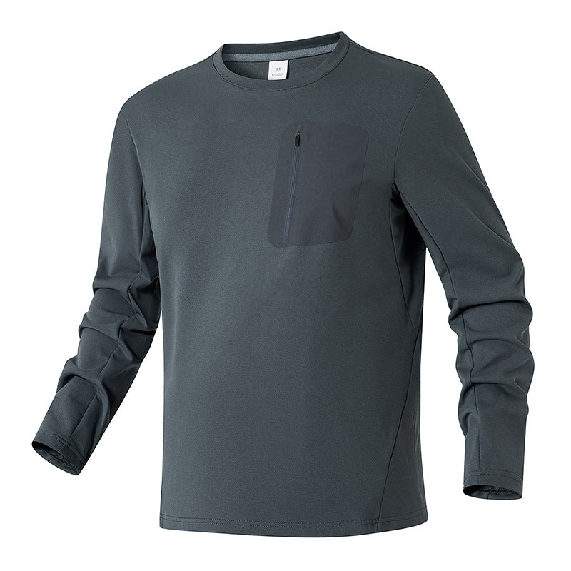 Herren Funktions-Langarmshirt mit Brust-Reißverschlusstasche und atmungsaktivem Performance-Jersey Drune