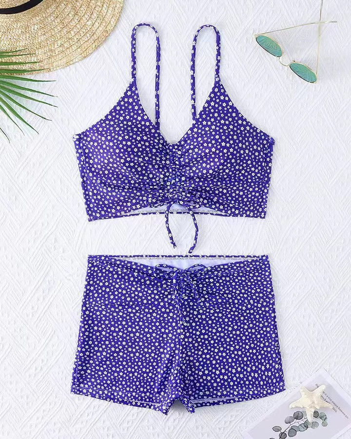 Damen Bikini mit floralem Rüschendesign und verstellbaren Trägern Drune