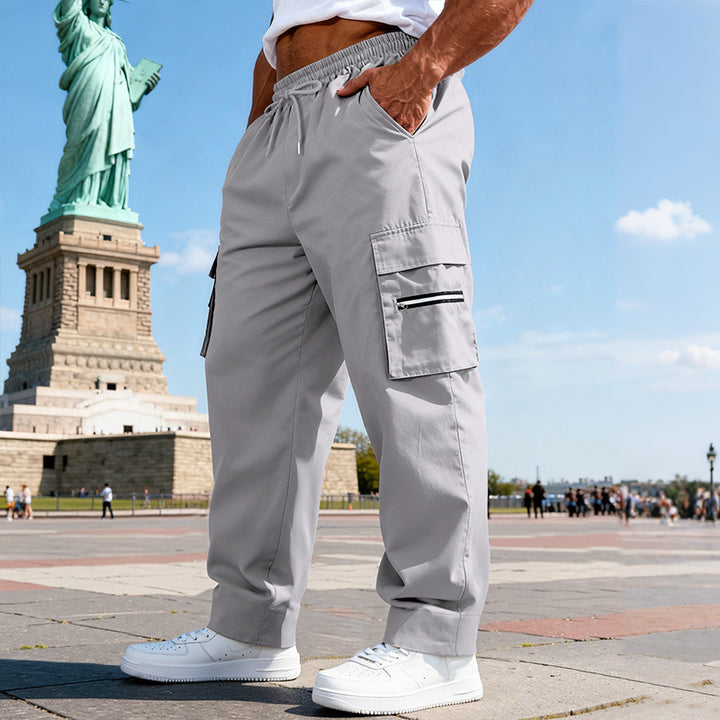 Herren Cargo-Freizeithose mit elastischem Bund, Tunnelzug & Zip-Taschen Drune