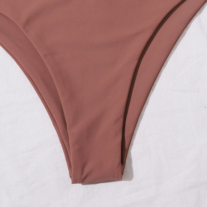 Damen Bandeau-Bikini-Set mit hohem Schnitt und elegantem Wickeldetail Drune