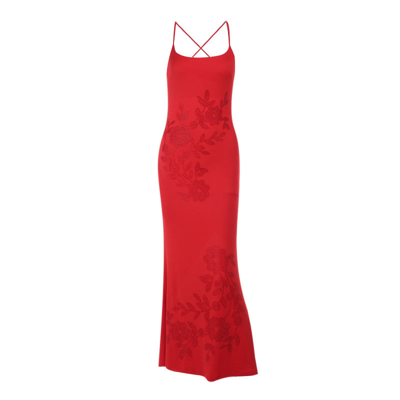Damen Figurbetontes Abendkleid mit verführerischen Spaghettiträgern Drune