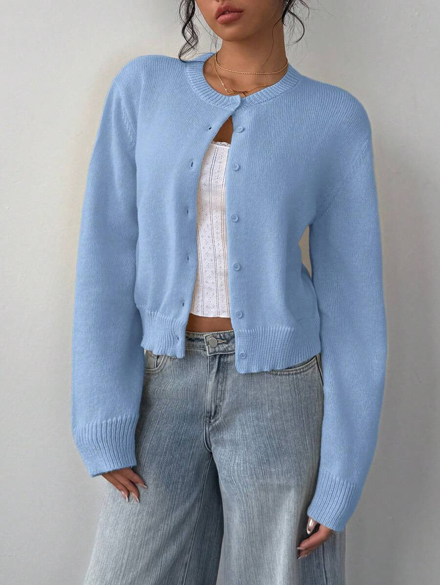 Damen lässige Strickjacke mit Knöpfen Drune