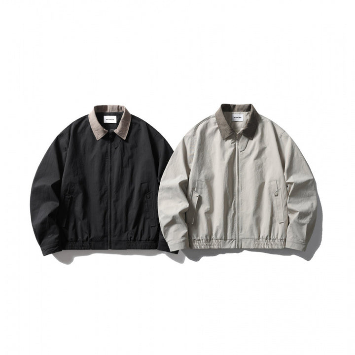 Herren Leichte Harringtonjacke mit Cordkragen und elastischem Saum Drune