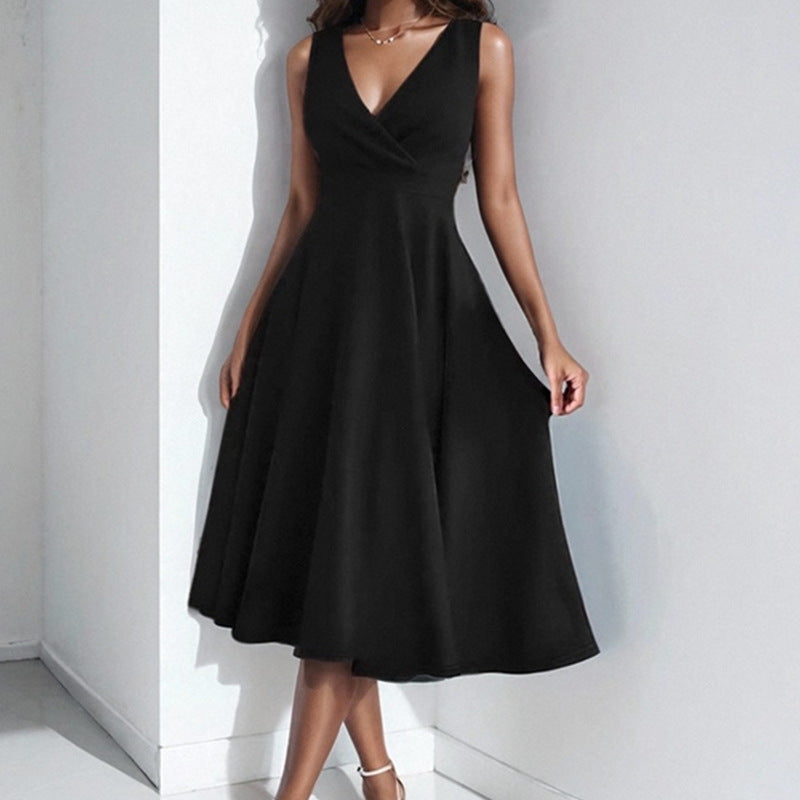 Damen elegantes und luftiges Kleid mit V-Ausschnitt Drune