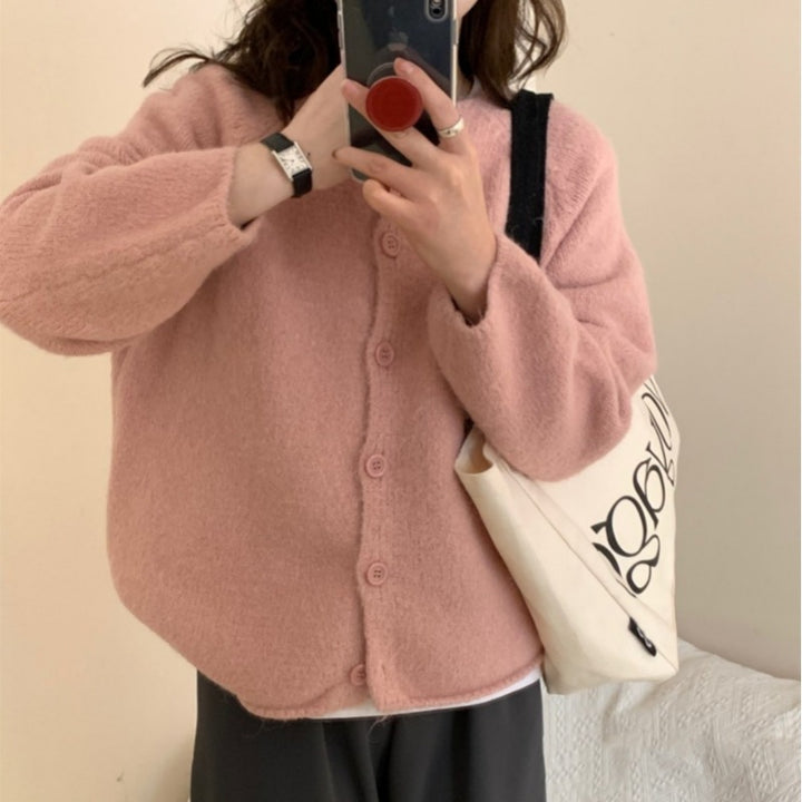 Damen Gemütlicher Cardigan mit Knopfdetails und weitem Schnitt Drune