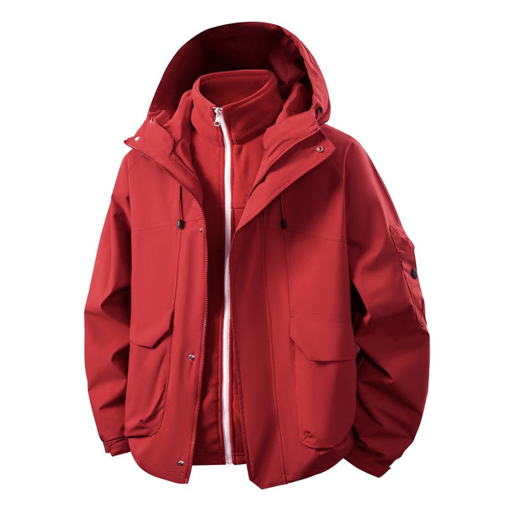 Unisex zweilagige Softshell-Parka mit herausnehmbarem Fleece-Innenlayer, Kapuze und Utility-Taschen Drune