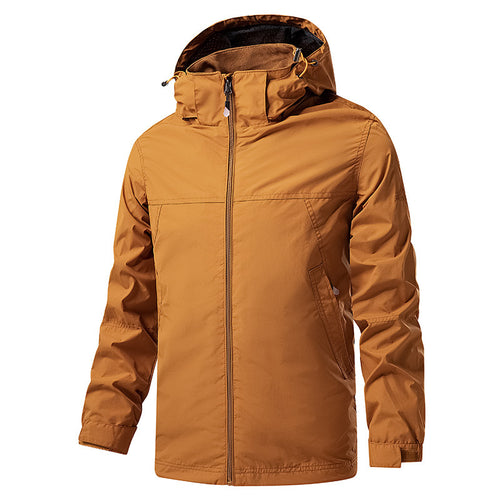 Herren Leichte packbare Regen- und Windjacke mit verstellbarer Kapuze und Mikrofleece-Kragen Drune