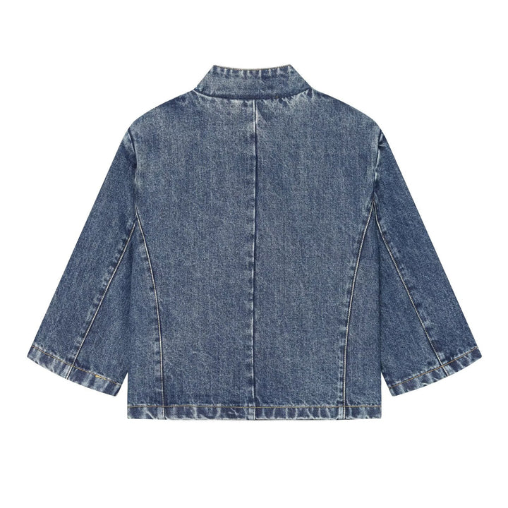 Damen Kurzjacke aus Denim im Boxy-Schnitt mit Stehkragen Drune