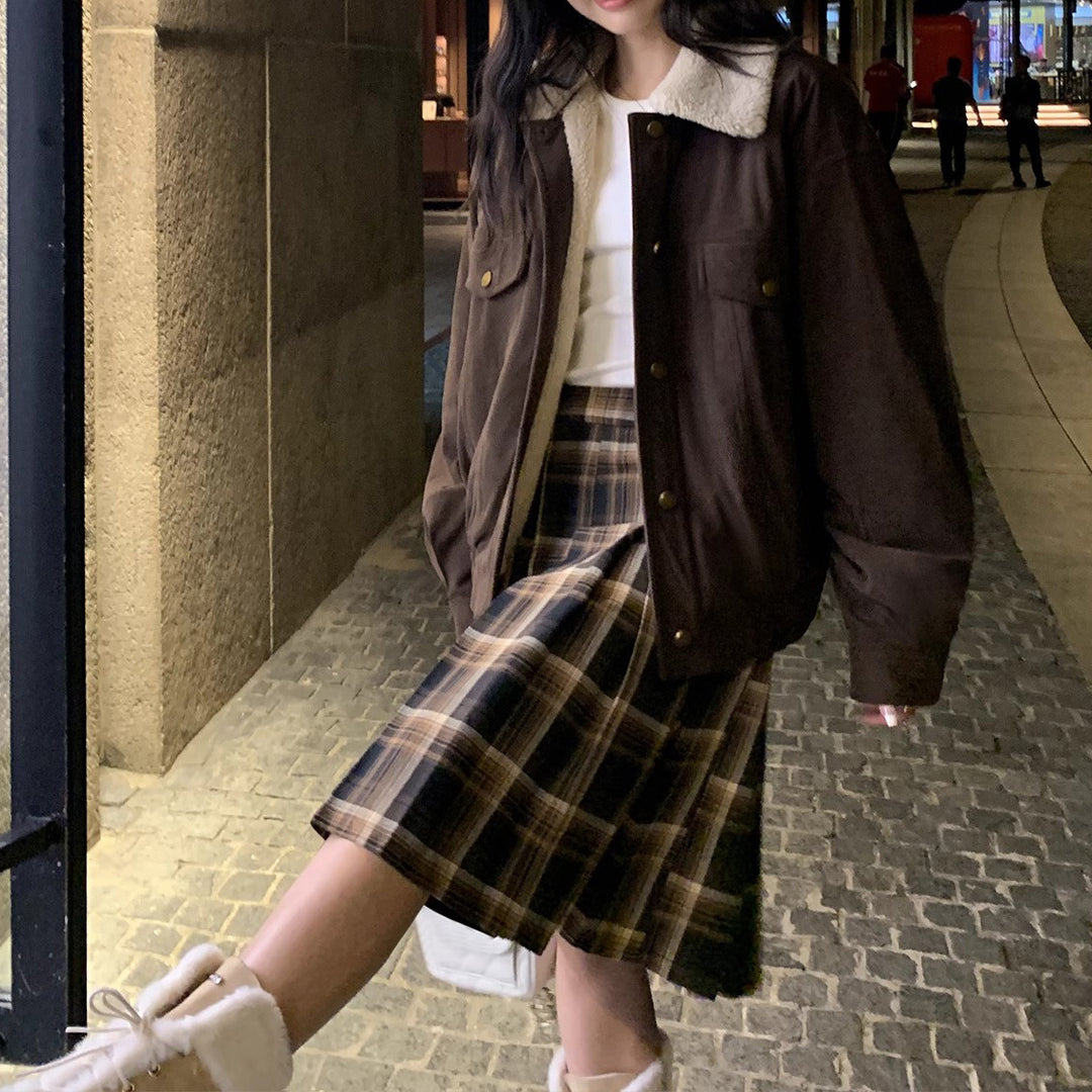 Damen Übergangsjacke mit Kunstfellkragen Drune