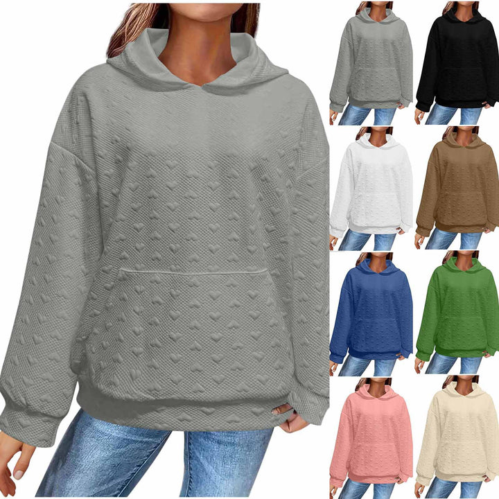 Damen Kapuzenpullover mit strukturiertem Herzmuster Drune