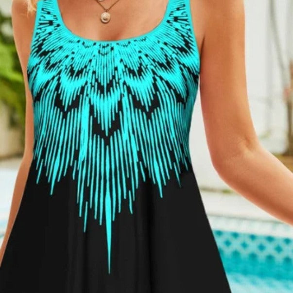 Damen Tankini-Oberteil mit modischem asymmetrischem Design und tankini Shorts Drune
