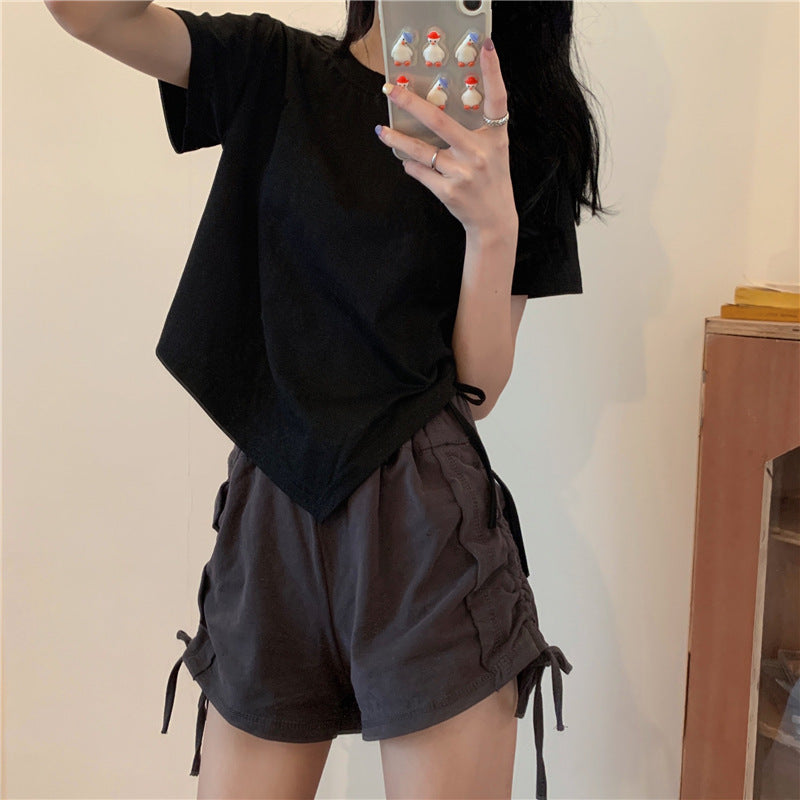 Damen Crop-Top mit asymmetrischem Saum und lockerem Schnitt