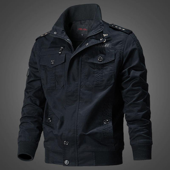 Herren Canvas-Pilotblouson mit Schulterpaspeln, Reißverschlussleiste und Utility-Pattentaschen Drune