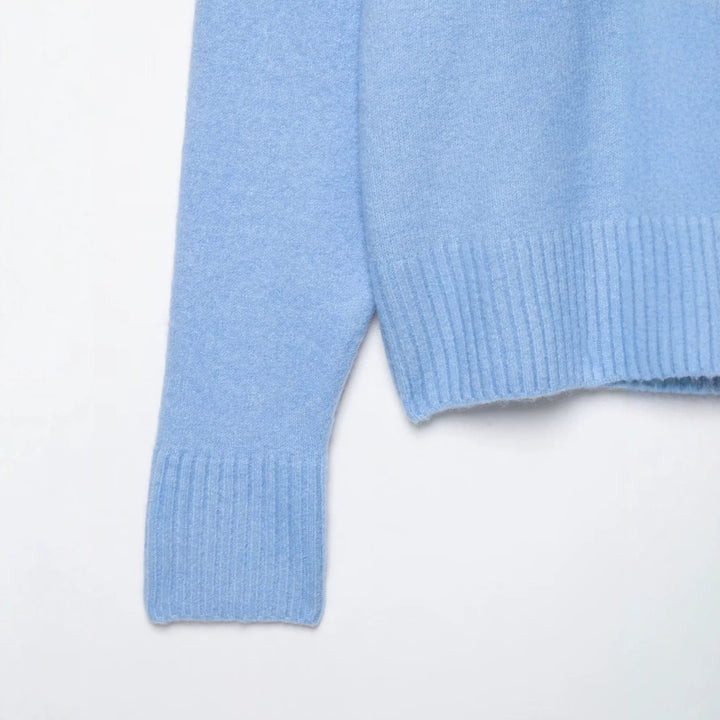 Damen Oversize V-Ausschnitt Strickpullover mit tiefem Fall und breitem Rippenbund Drune