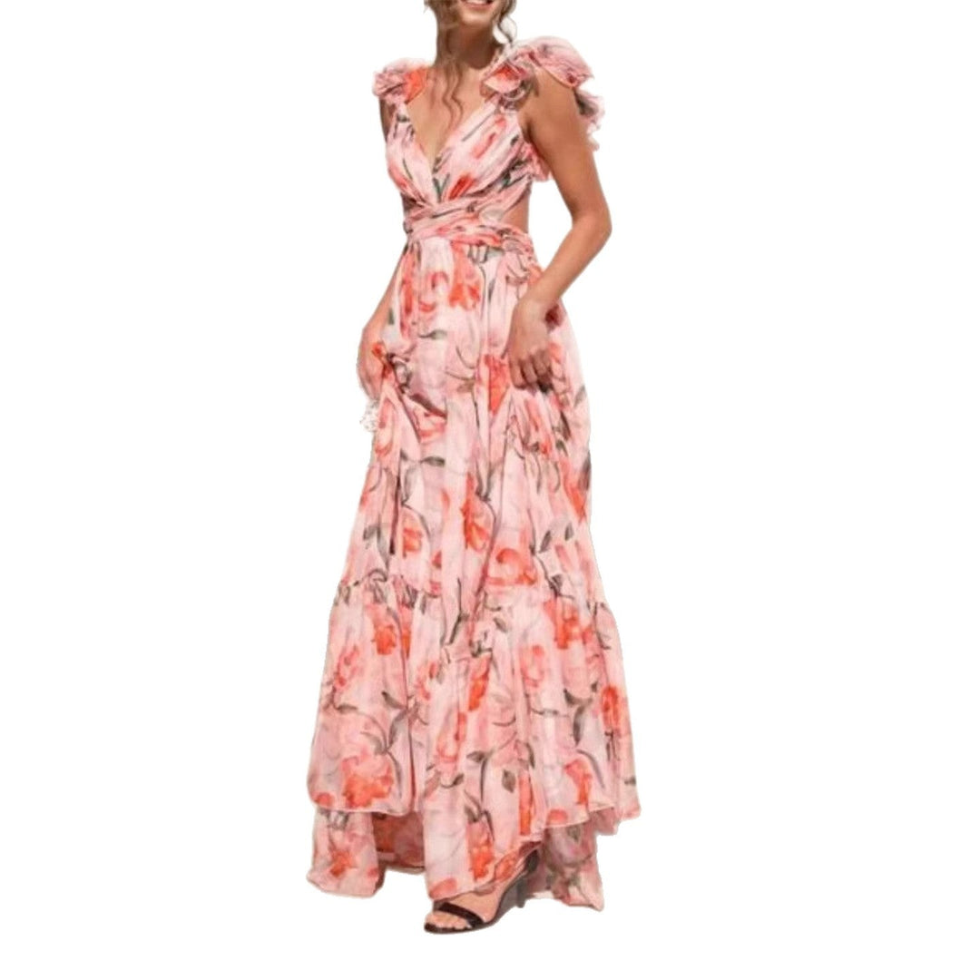 Damen Maxikleid mit luftigen Rüschendetails und ausgefallenem Wickeldesign Drune