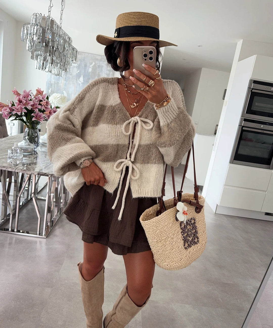 Damen kuschelige Strickjacke mit Knopfdetails und offenem Schnitt Drune
