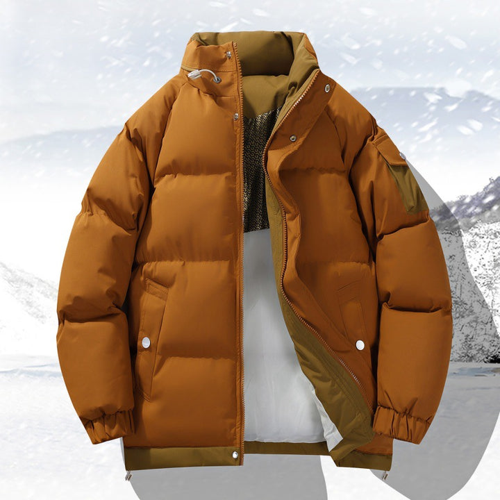 Herren wattierte Outdoor-Steppjacke mit hoher Stehkragen-Isolation und elastischen Bündchen Drune