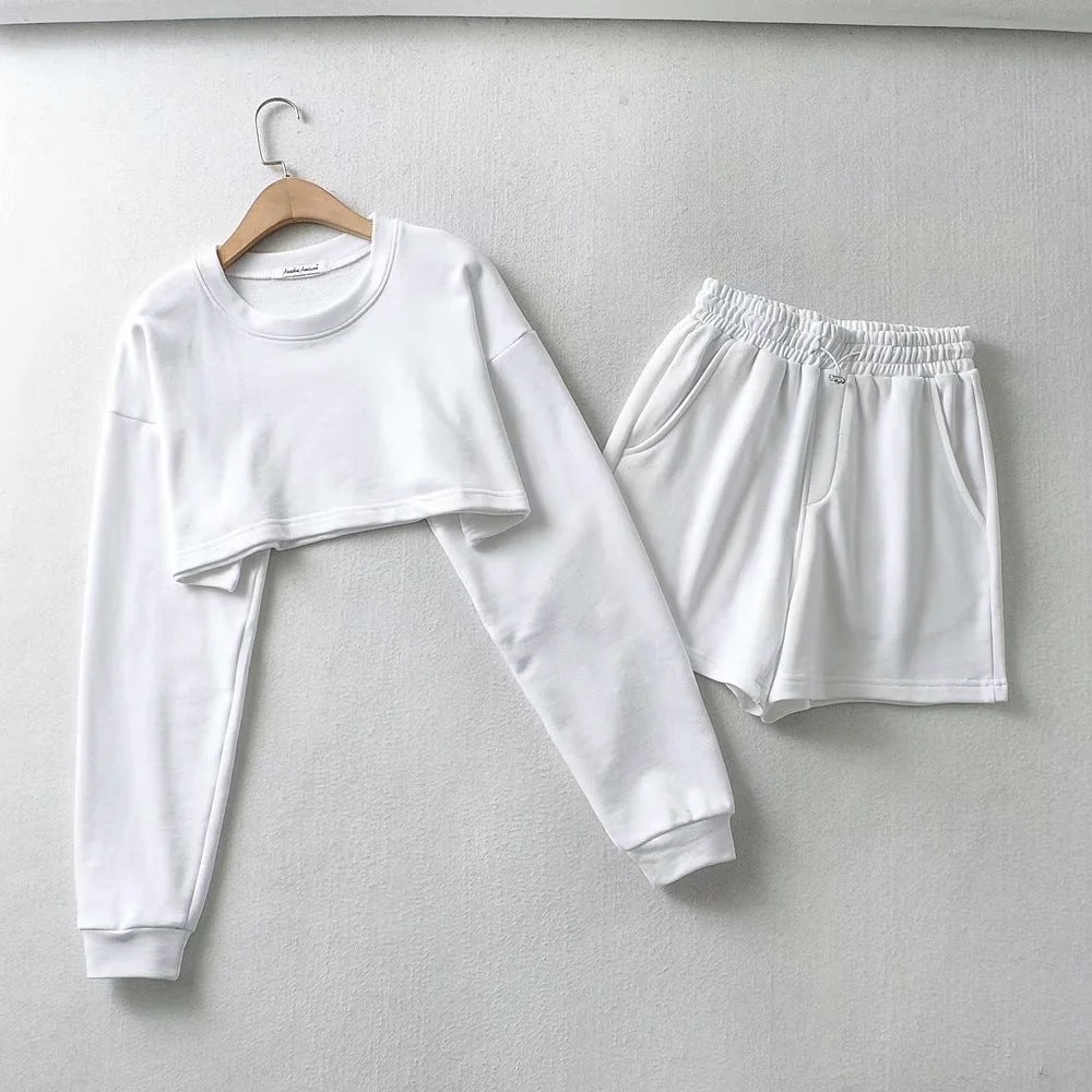 Damen lässiges Crop-Top und Shorts Set Drune