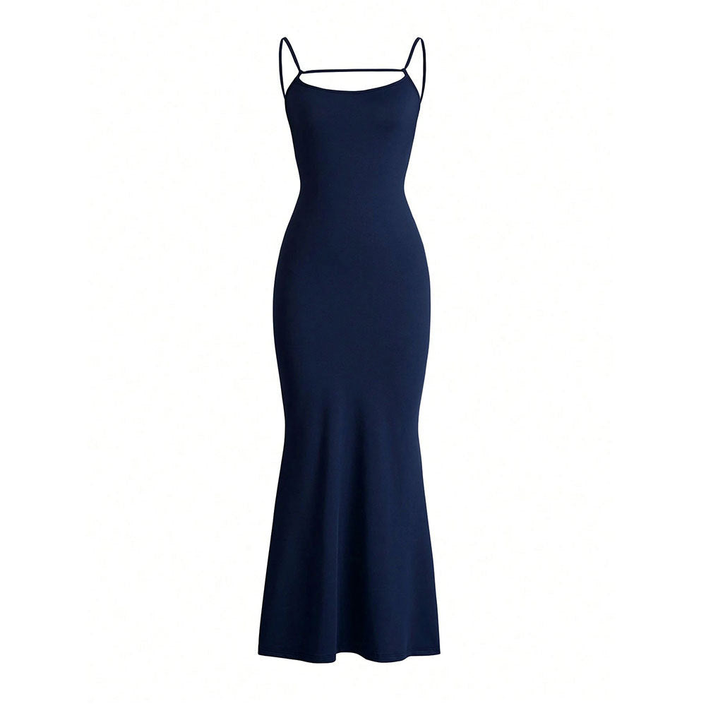Damen Maxikleid mit schulterfreiem Design und raffinierten Schnürdetails Drune