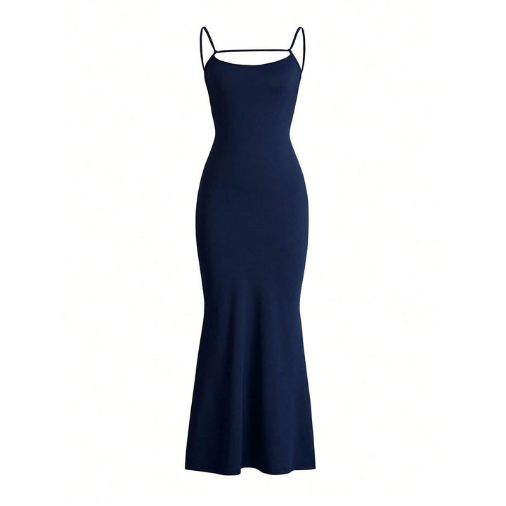 Damen Maxikleid mit schulterfreiem Design und raffinierten Schnürdetails Drune