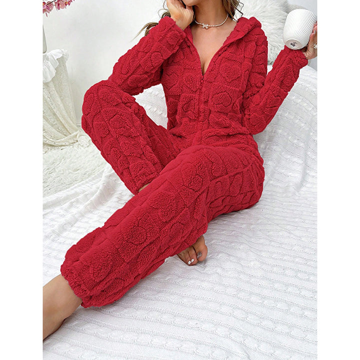 Damen Gemütlicher Fleece-Overall mit Kapuze Drune