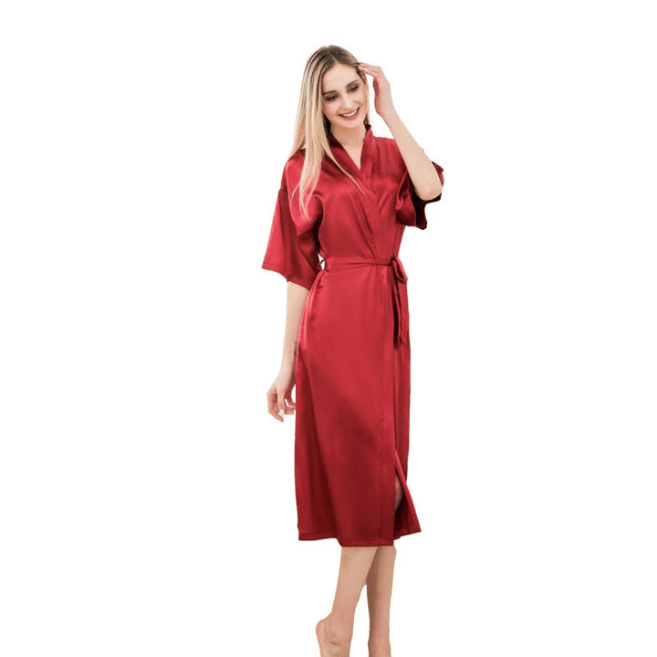 Damen luxuriöser Satin-Bademantel Drune