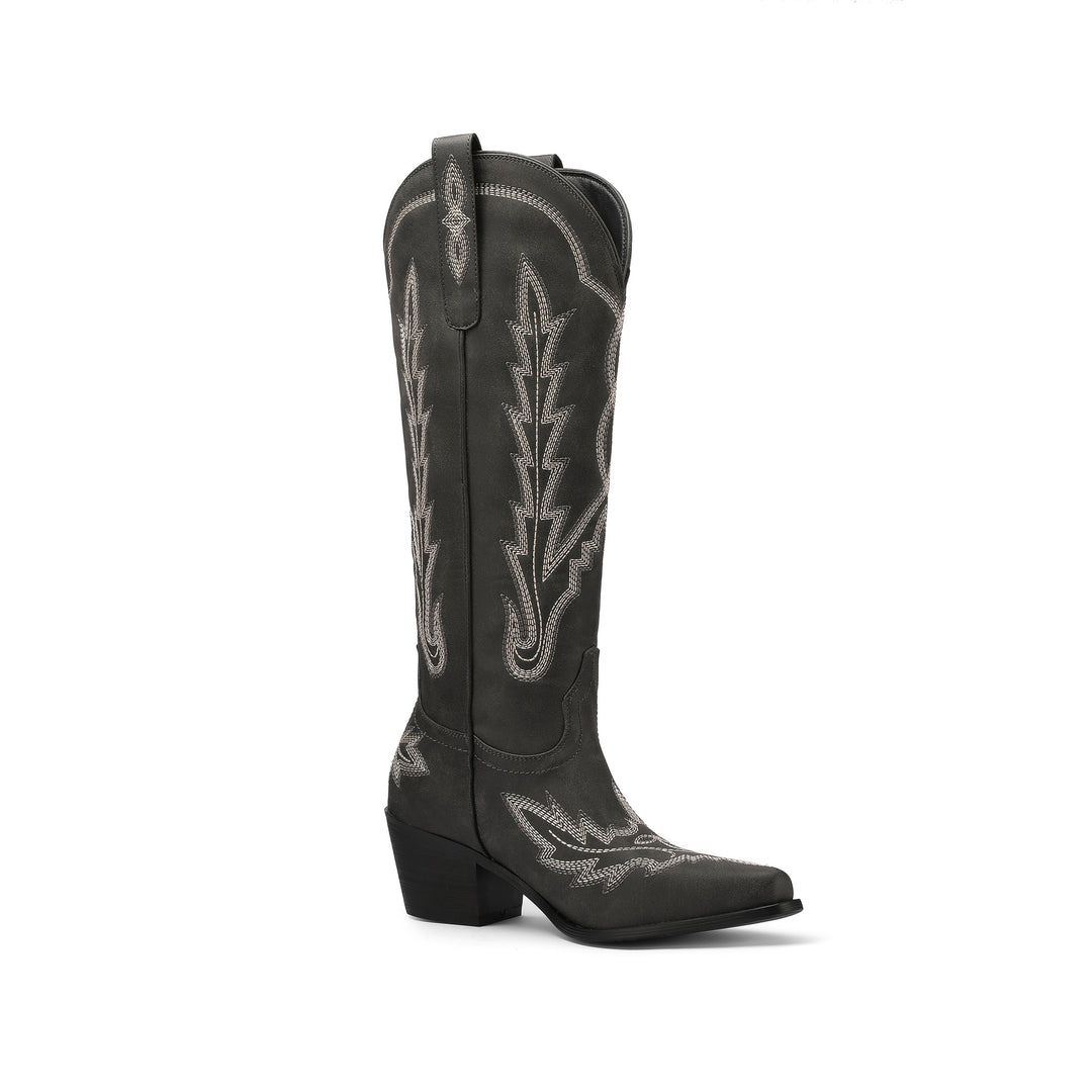 Damen Verzierte Western-Stiefel bis zum Knie Drune