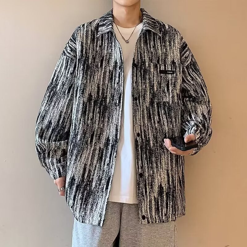 Herren modische Hemdjacke mit strukturiertem Muster Drune