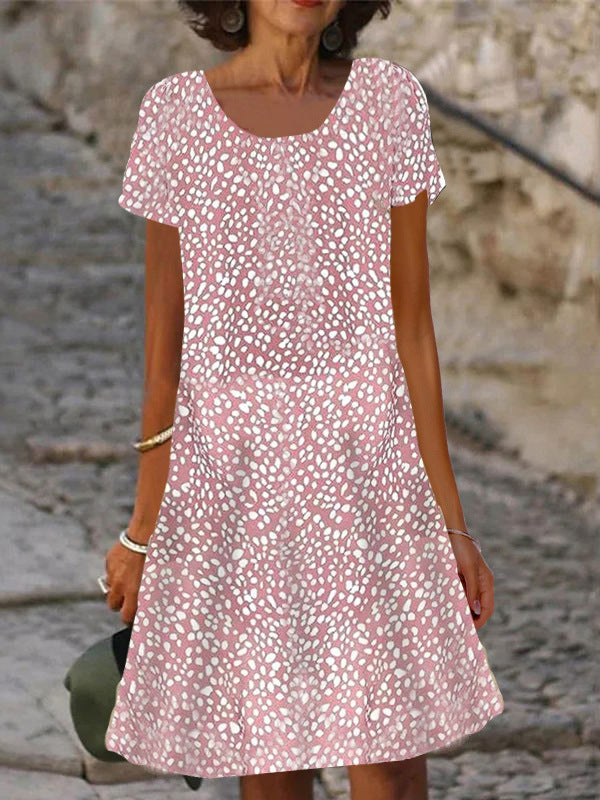 Damen lässiges Sommerkleid mit modernen Mustern und femininem Schnitt Drune