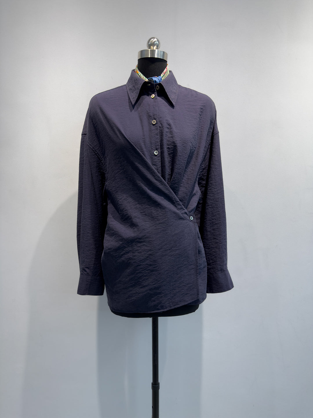 Damen Casual Twist-Front Button-Up Hemd Drune