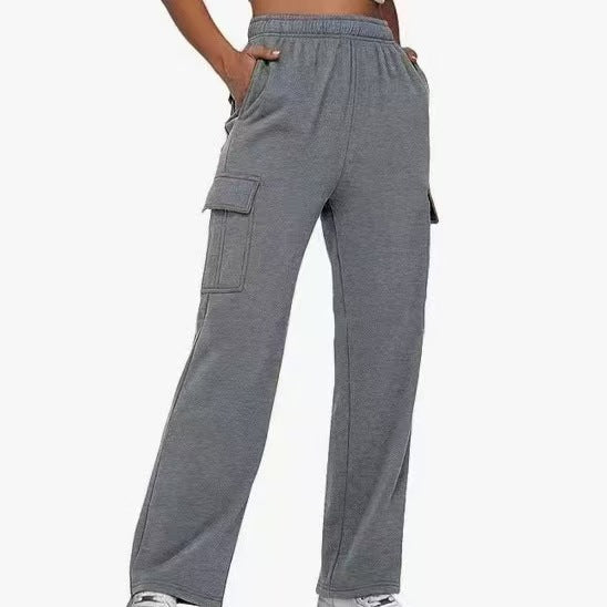 Damen nan relaxed-fit Cargo-Jogginghose mit geradem Bein, Elastikbund und aufgesetzten Klappentaschen Drune