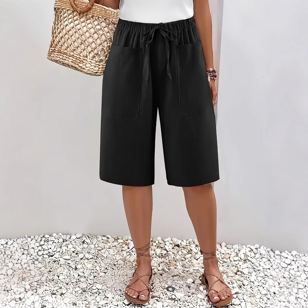 Damen lässige Culotte-Shorts mit elastischem Bund und praktischen Seitentaschen Drune