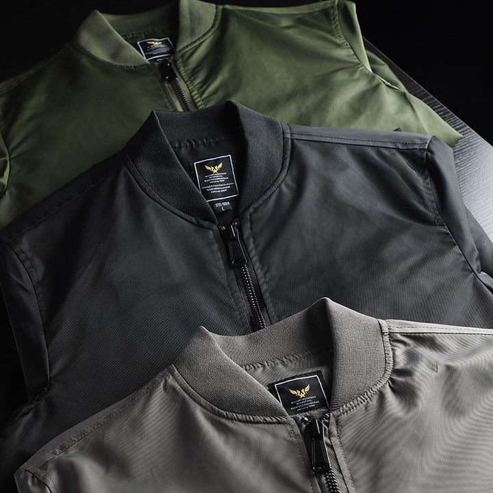 Herren  windabweisende Nylon-Bomberjacke im MA-1 Stil mit Ärmeltasche und gerippten Bündchen Drune