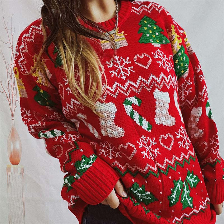 Drune | Weihnachtlicher Strickpullover Mit Schneeflockenmotiv