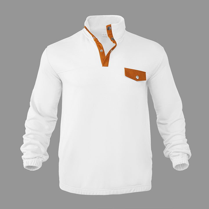 Herren modisches Sweatshirt mit Kragen und Lederdetails Drune