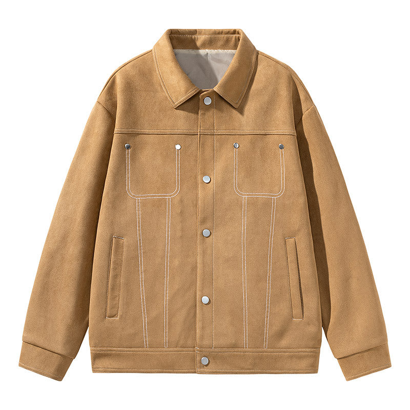 Herren Modische Wildlederjacke mit praktischen Taschen Drune