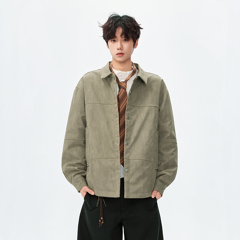 Herren gesteppte, gefütterte Canvas-Utility-Jacke mit Druckknöpfen Drune