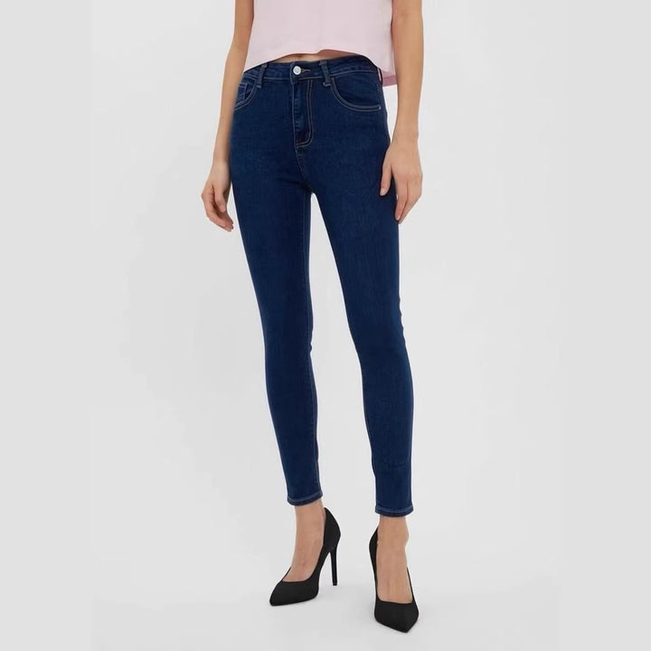 Damen nan hochgeschnittene Skinny-Jeans mit figurformendem Stretch und knöchellanger Passform Drune