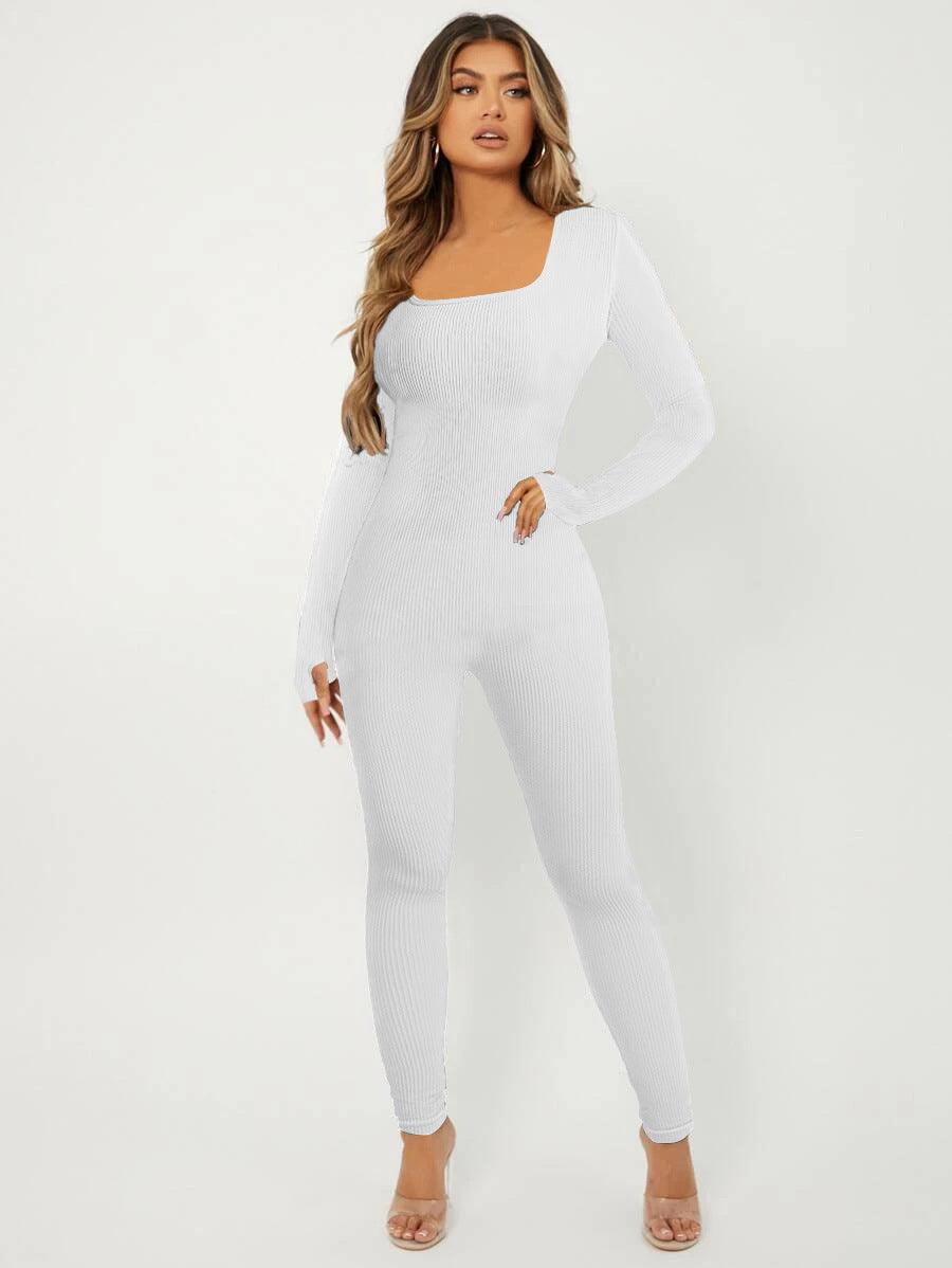 Damen Langarm Jumpsuit im eleganten Rippenmuster Drune