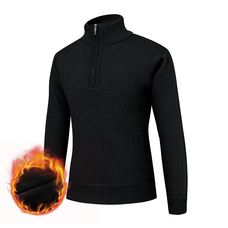 Herren Thermo-gefütterter Halbzip-Pullover mit Stehkragen und wärmender Fleece-Innenseite Drune