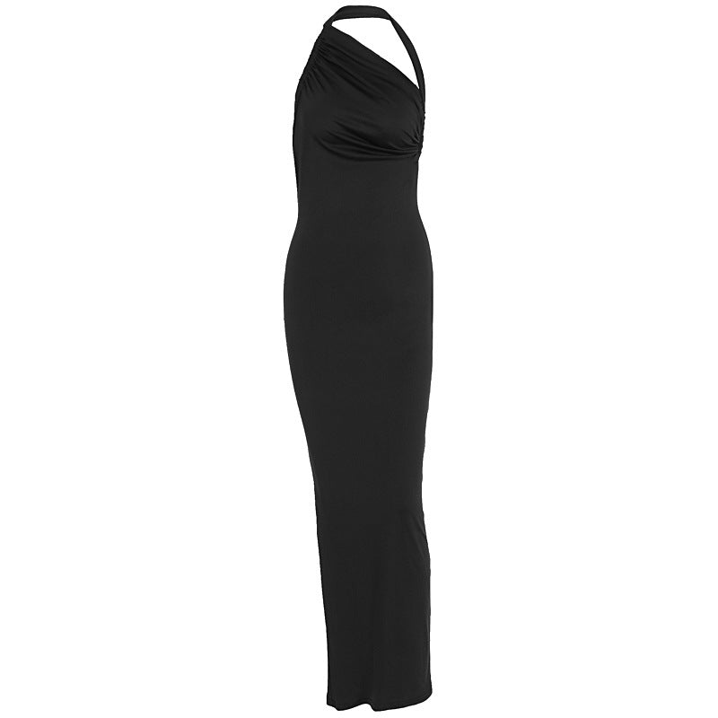 Damen Elegantes langes Wickelkleid mit schulterfreiem Design und gerafftem Oberteil Drune