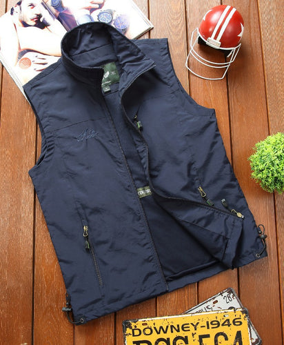 Herren Utility-Outdoorweste mit atmungsaktivem Meshfutter, Reißverschluss‑Taschen und verstellbarem Saum Drune