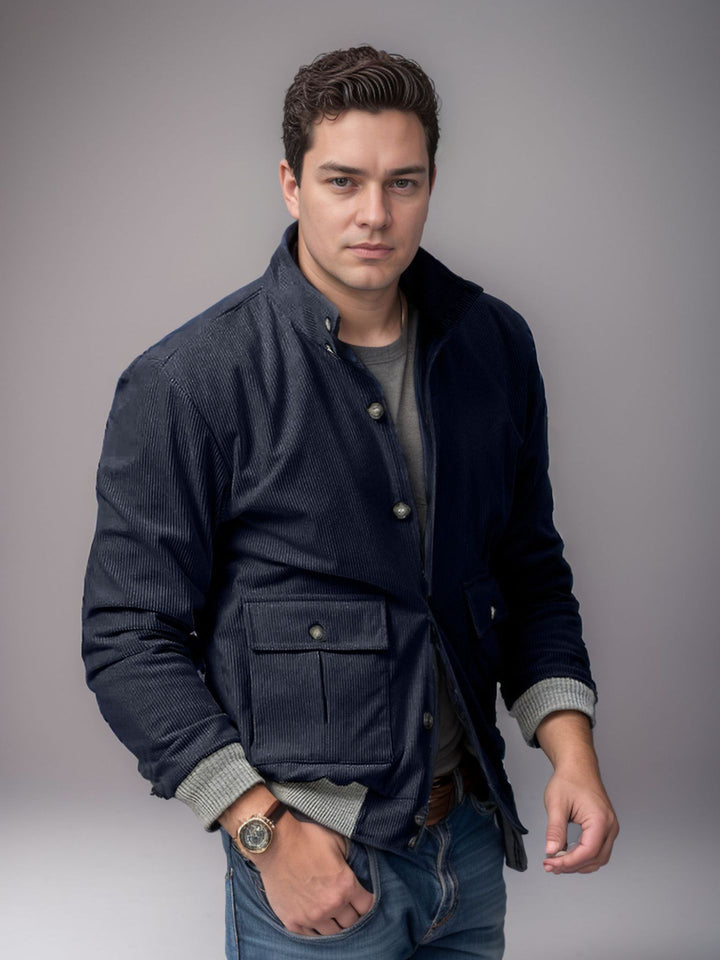 Herren sportliche Cordjacke mit praktischen Taschen und modernem Design Drune