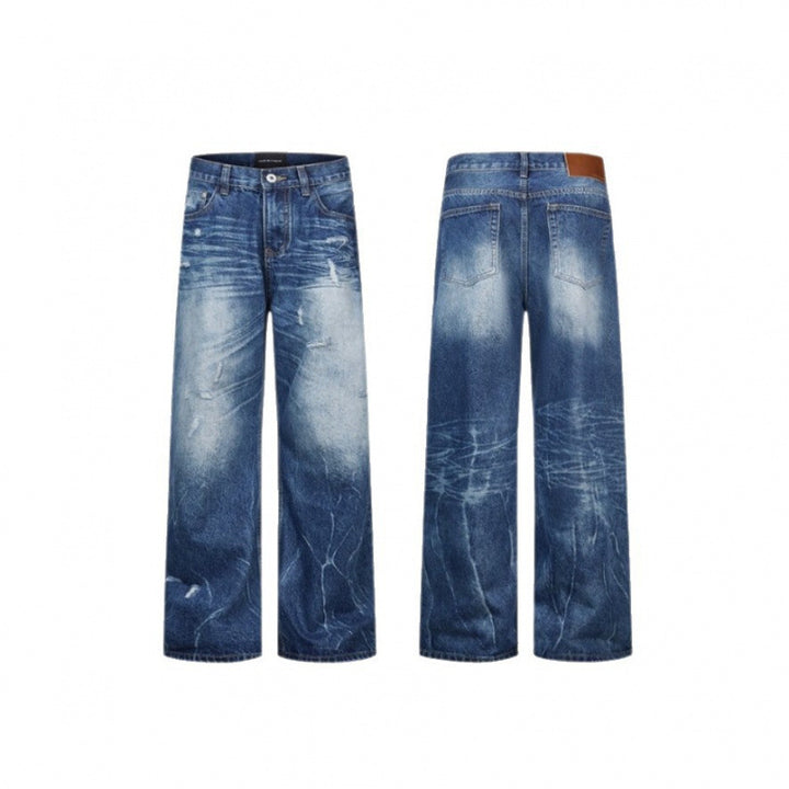 Damen Weitgeschnittene Highwaist-Jeans mit Used-Effekt, Distressed-Details und Fünf-Taschen-Schnitt Drune