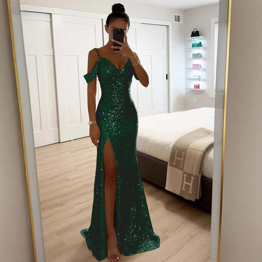 Drune | Elegantes Damenkleid Mit Pailletten Und Trägern