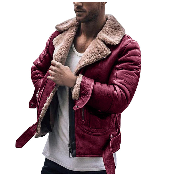 Herren Lederjacke mit schickem Kunstfellkragen Drune